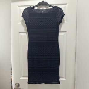 Like New Banana Republic Navy Blue Lace Sheath Dress